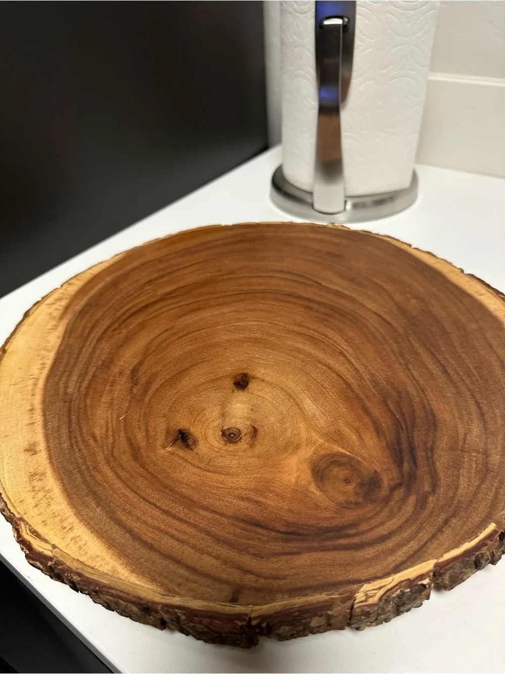 Handcrafted Brown Live-Edge Wood Serving Platter